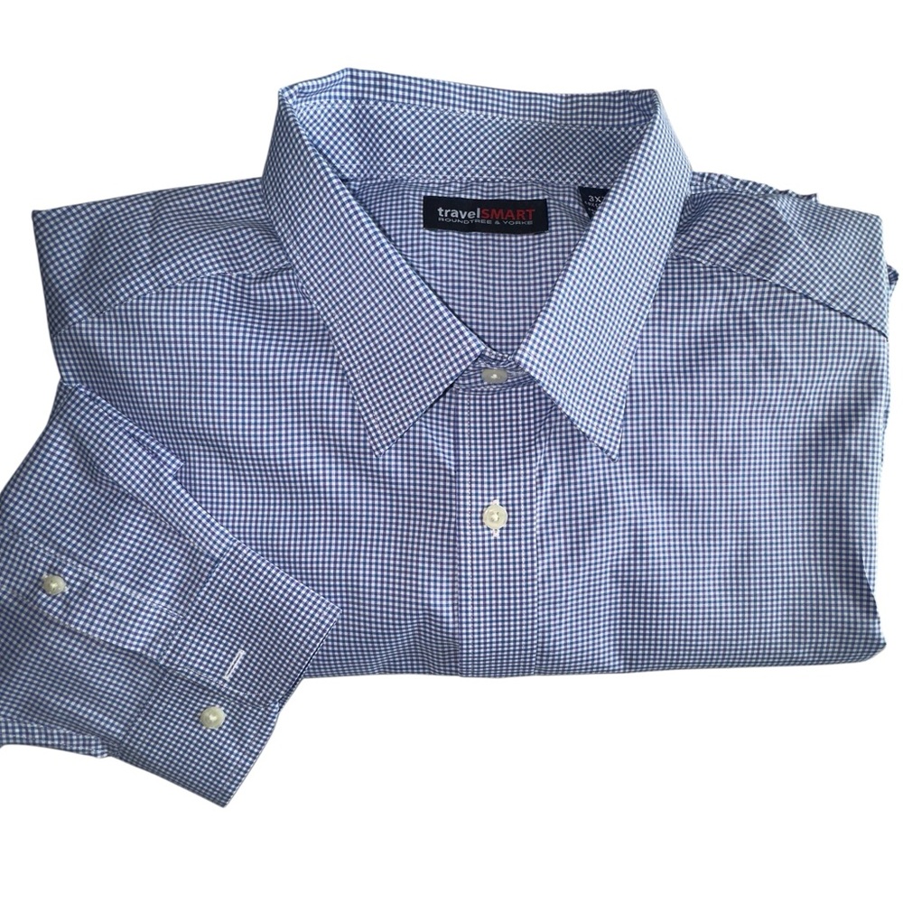 Roundtree & Yorke TravelSmart 3XT Light Purple/Blue/White Plaid Dress Shirt